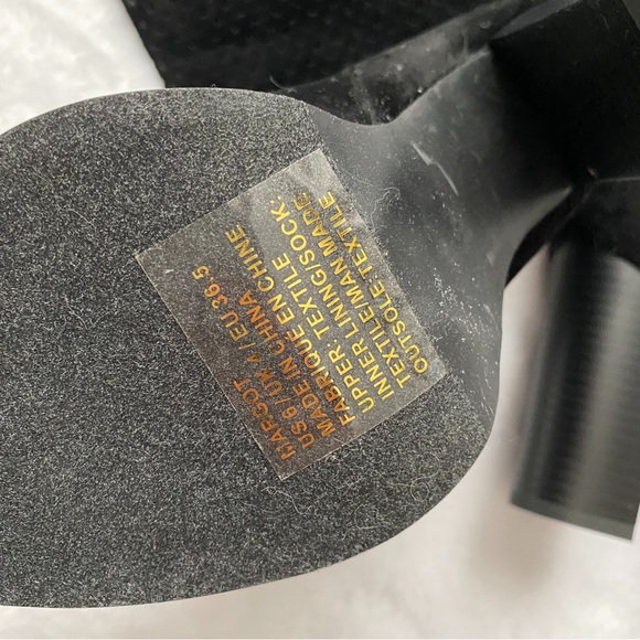 NWOT Perforated Stacked Heel Black Boots - Picture 6 of 12